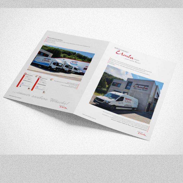 Flyer Außenseiten von Wäscherei Umla